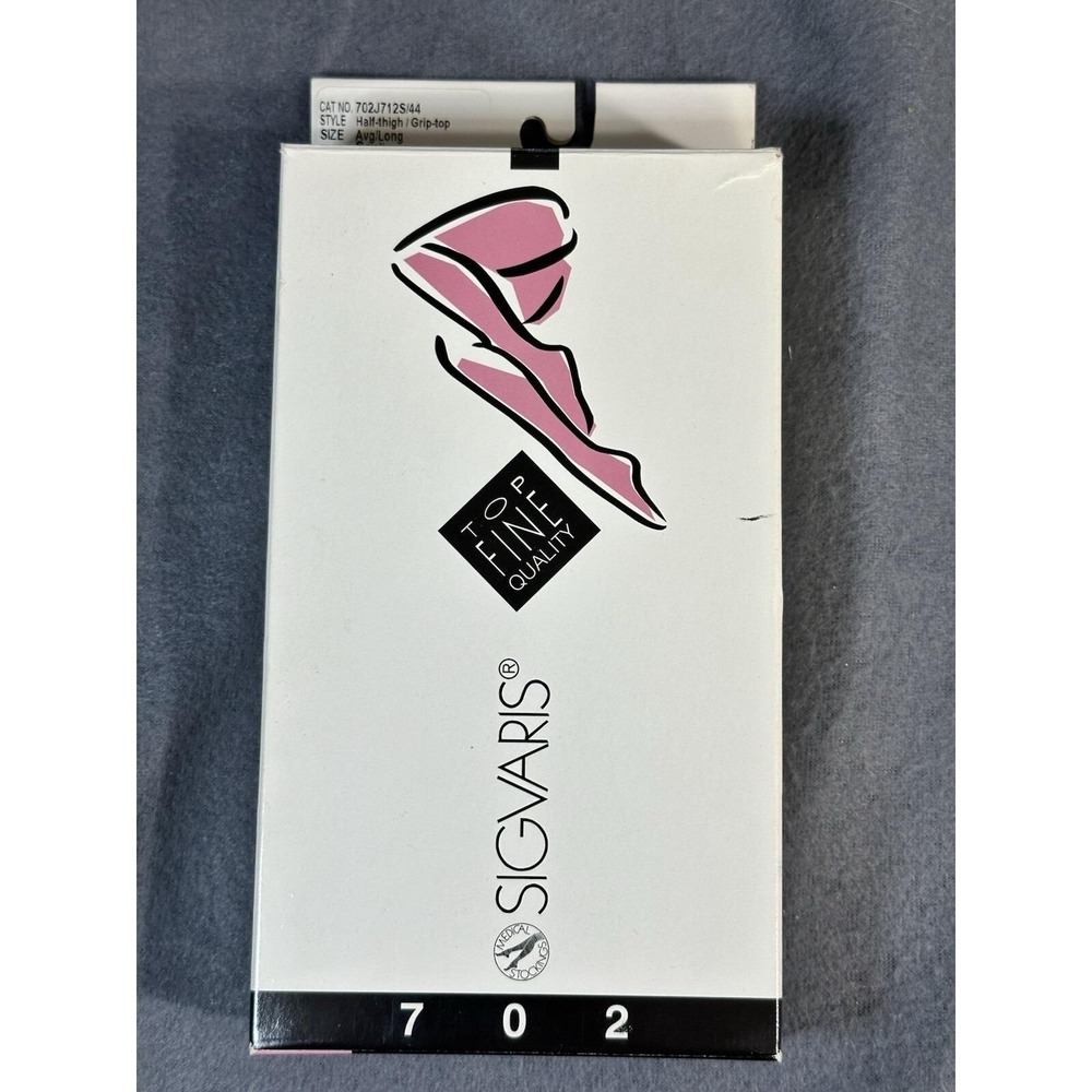 VTG SIGVARIS 702 Compression Stockings SM‎ 44 Avg Long Closed Toe Grip Top Ascot